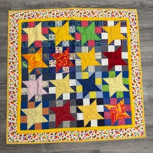 Project Linus Kids Patchwork‎ Star Quilt Multi Color Nautical Reverse 40x40 Boho